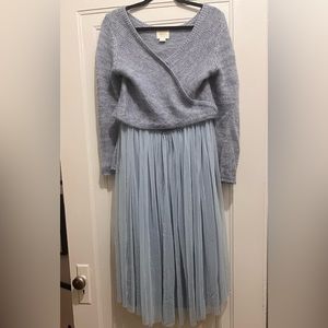 Anthropologie Maeve Pale Blue Dress Tulle Sweater